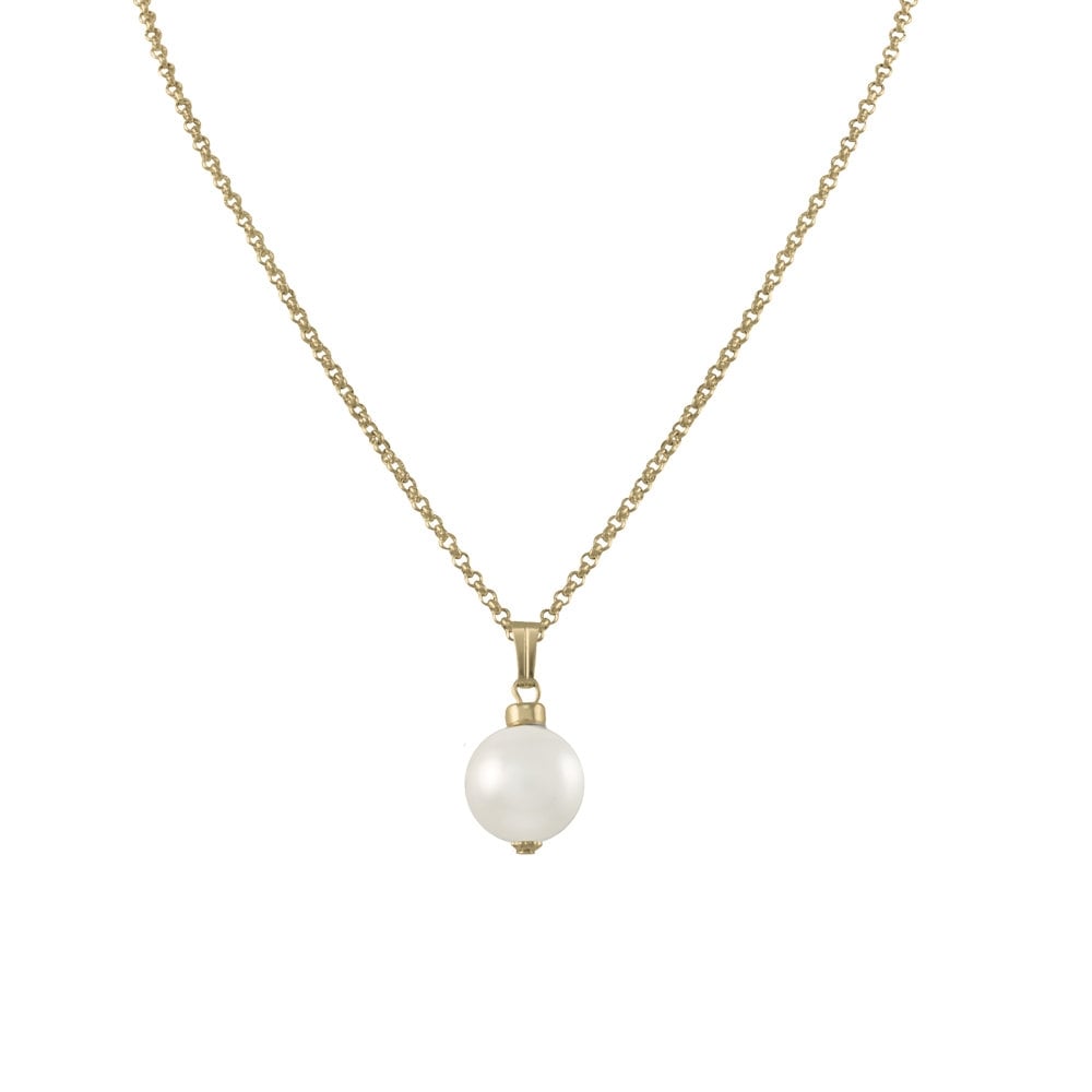 Divine White 12mm Shell Pearl Gold Tone Pendant