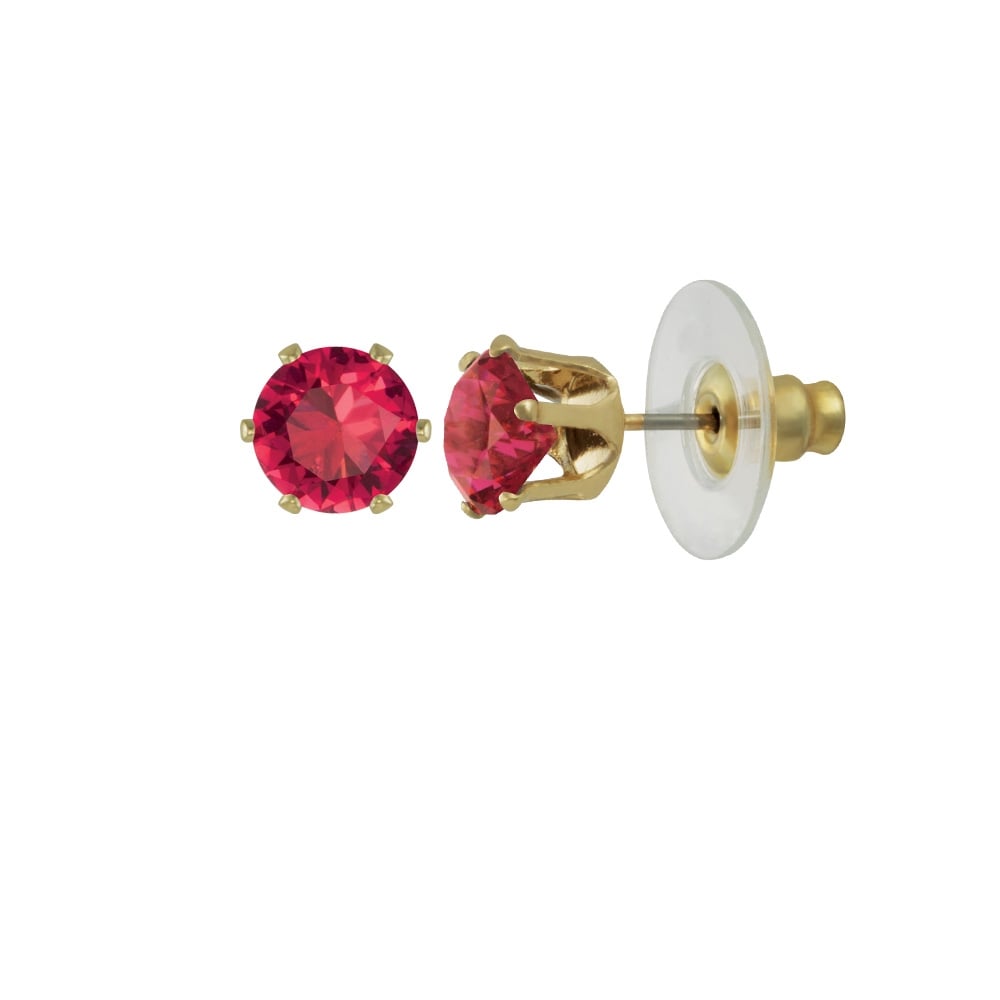 Tara Fuchsia Pink Crystal Gold Tone Stud Pierced Earrings