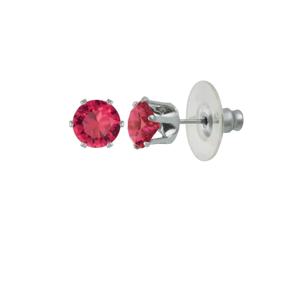 Tara Fuchsia Pink Crystal Silver Tone Stud Pierced Earrings