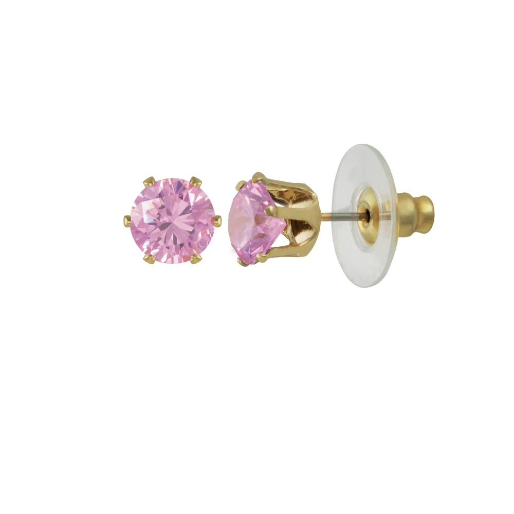 Tara Light Pink Crystal Gold Tone Stud Pierced Earrings