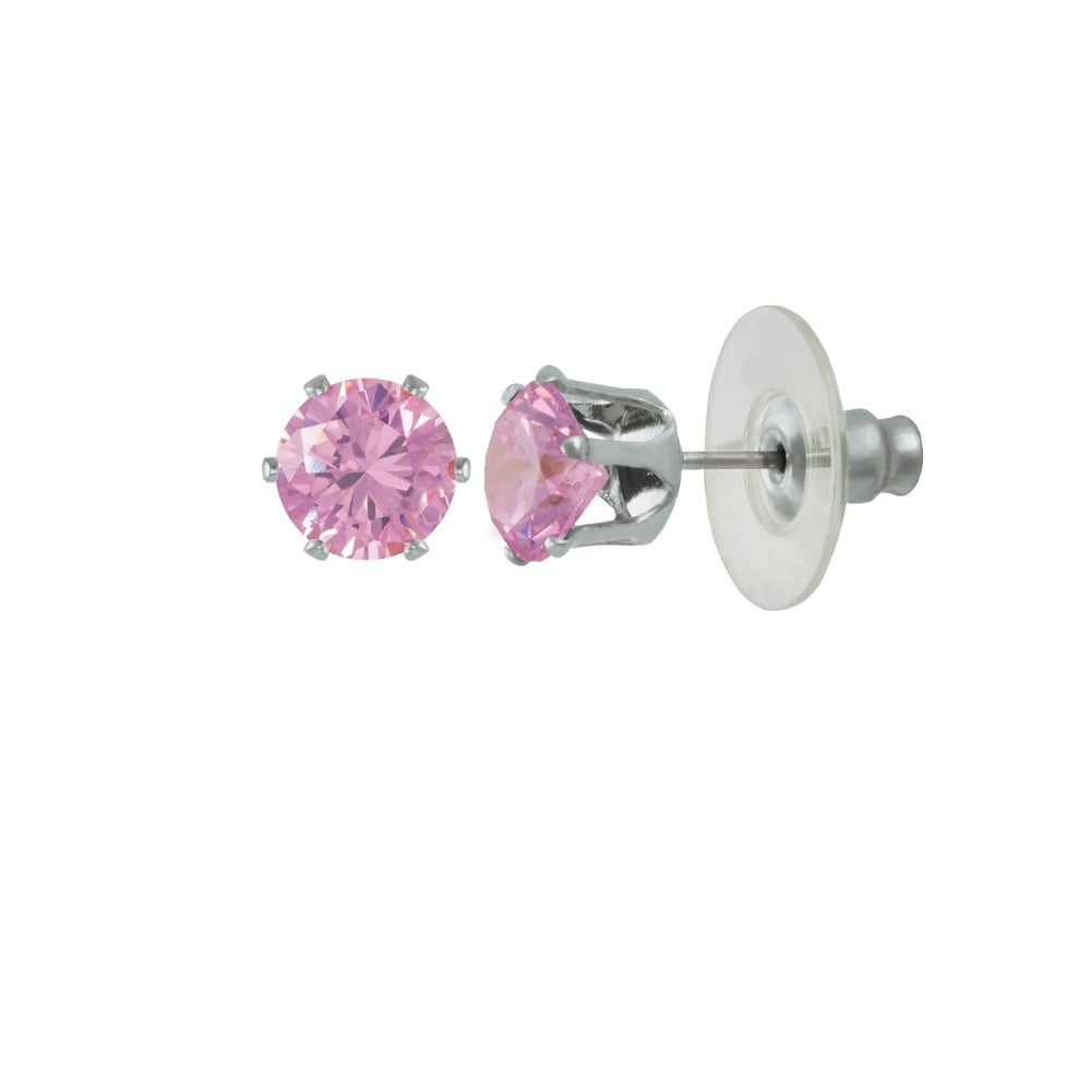 Tara Light Pink Crystal Silver Tone Stud Pierced Earrings
