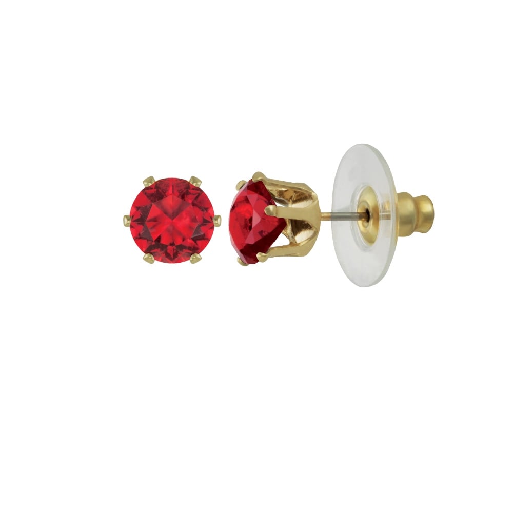 Tara Light Siam Red Crystal Gold Tone Stud Pierced Earrings