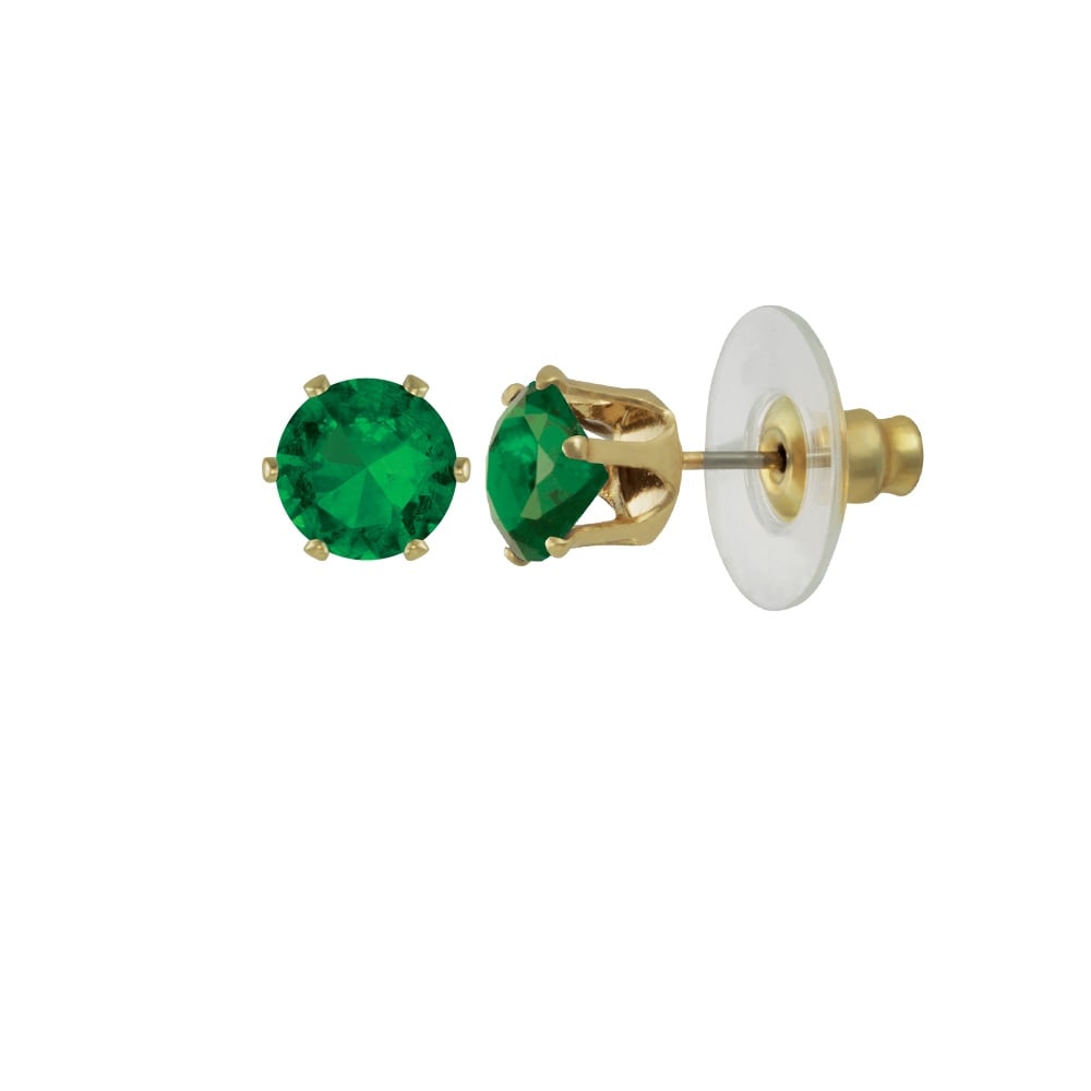 Tara Emerald Green Crystal Gold Tone Stud Pierced Earrings