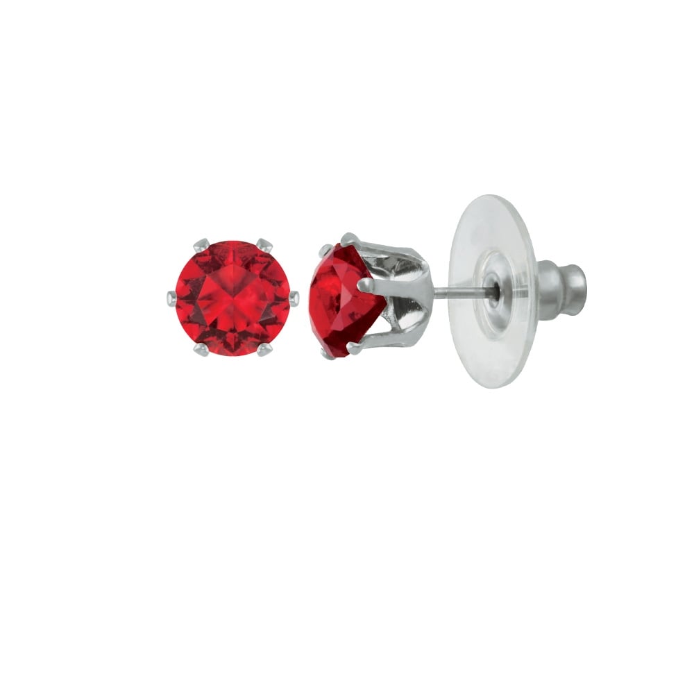 Tara Light Siam Red Crystal Silver Tone Stud Pierced Earrings