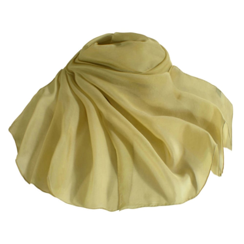 Plain Gold Oblong Pure Silk Chiffon Scarf