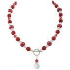 Harmony Flame Red Howlite and Crystal Ceramic Beaded Necklace