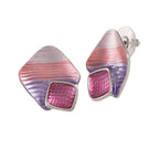 Cavalcade Purple Multi Enamel Silver Tone Stud Pierced Earrings