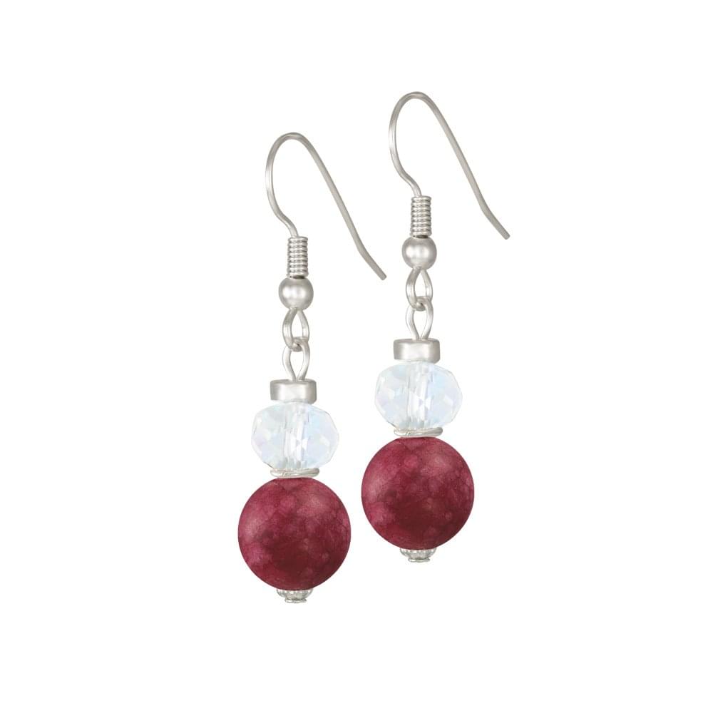Rhapsody Cranberry Jade and Crystal Drop Pierced Earrings