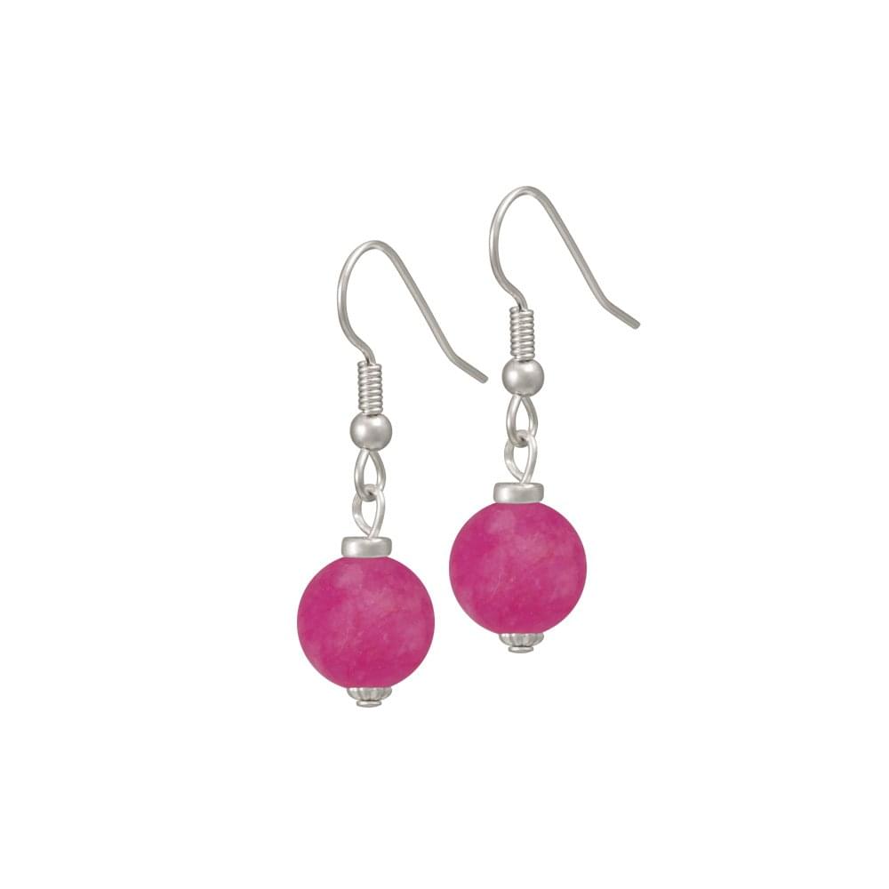 Hacienda Flamingo Pink Jade Drop Pierced Earrings