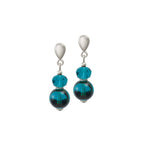 Regency Teal Tortoiseshell Czech Glass Drop Pierced Earrings