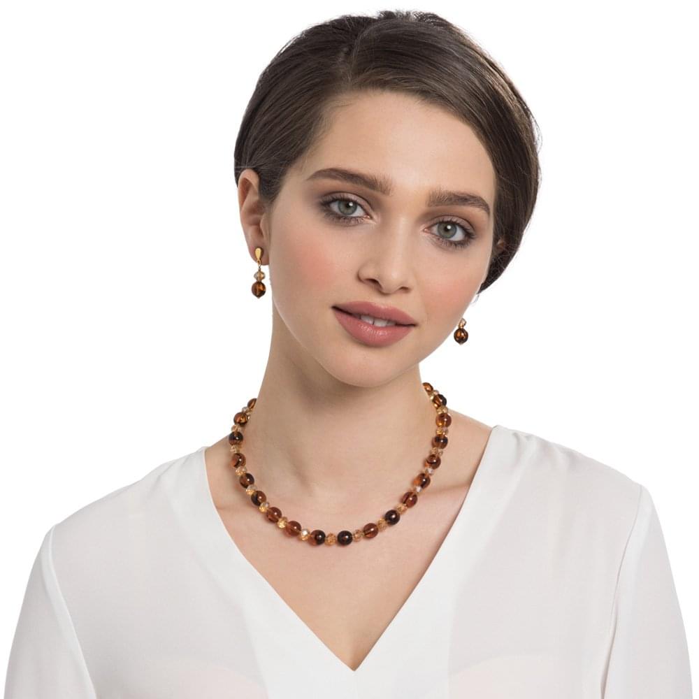 Regency Amber Tortoiseshell Czech Glass Drop Pierced Earrings