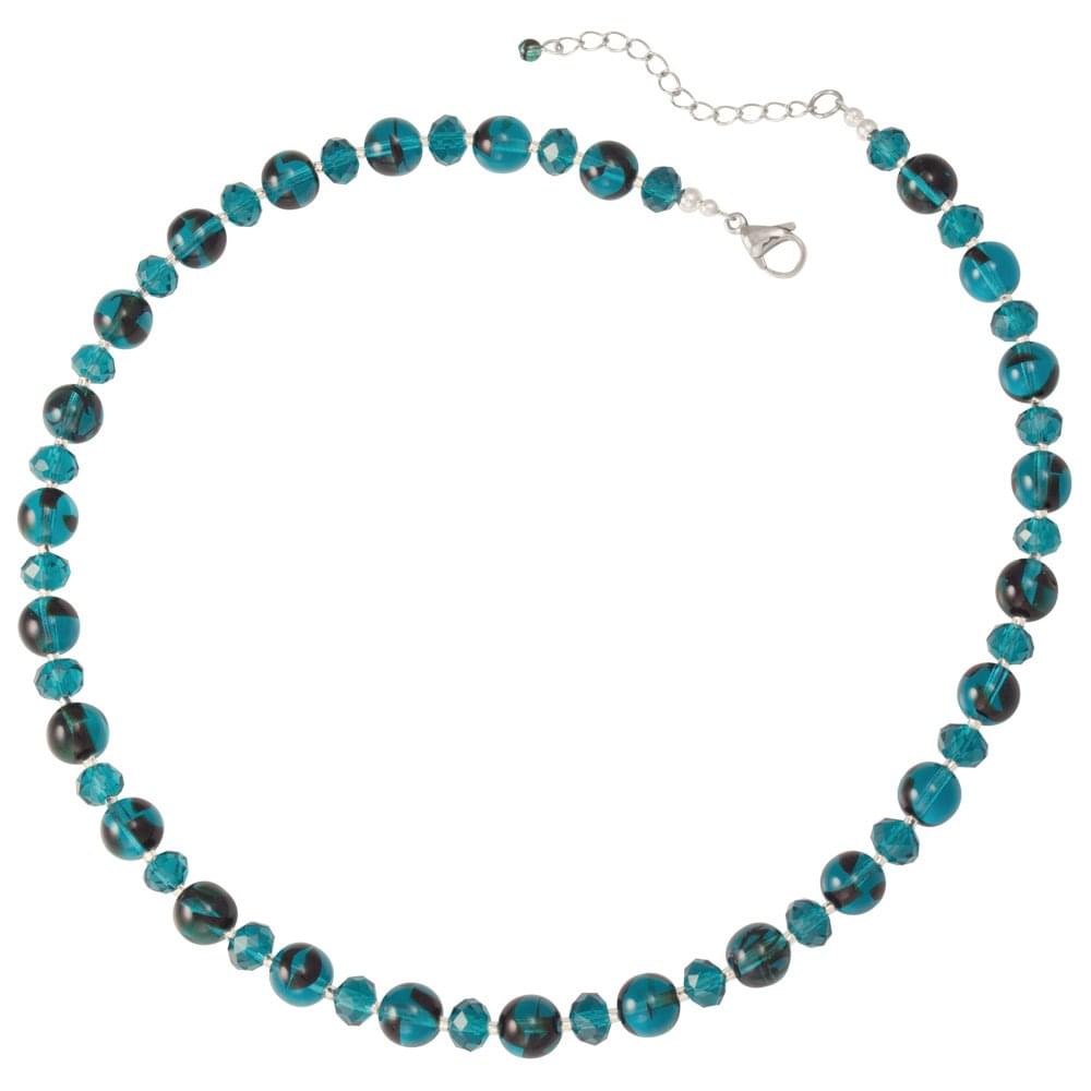 Regency Teal Tortoiseshell Czech Glass Beaded Necklace