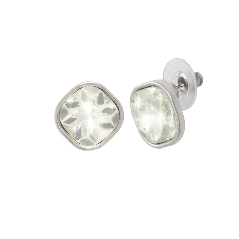 Veronique Clear Crystal Silver Tone Stud Pierced Earrings