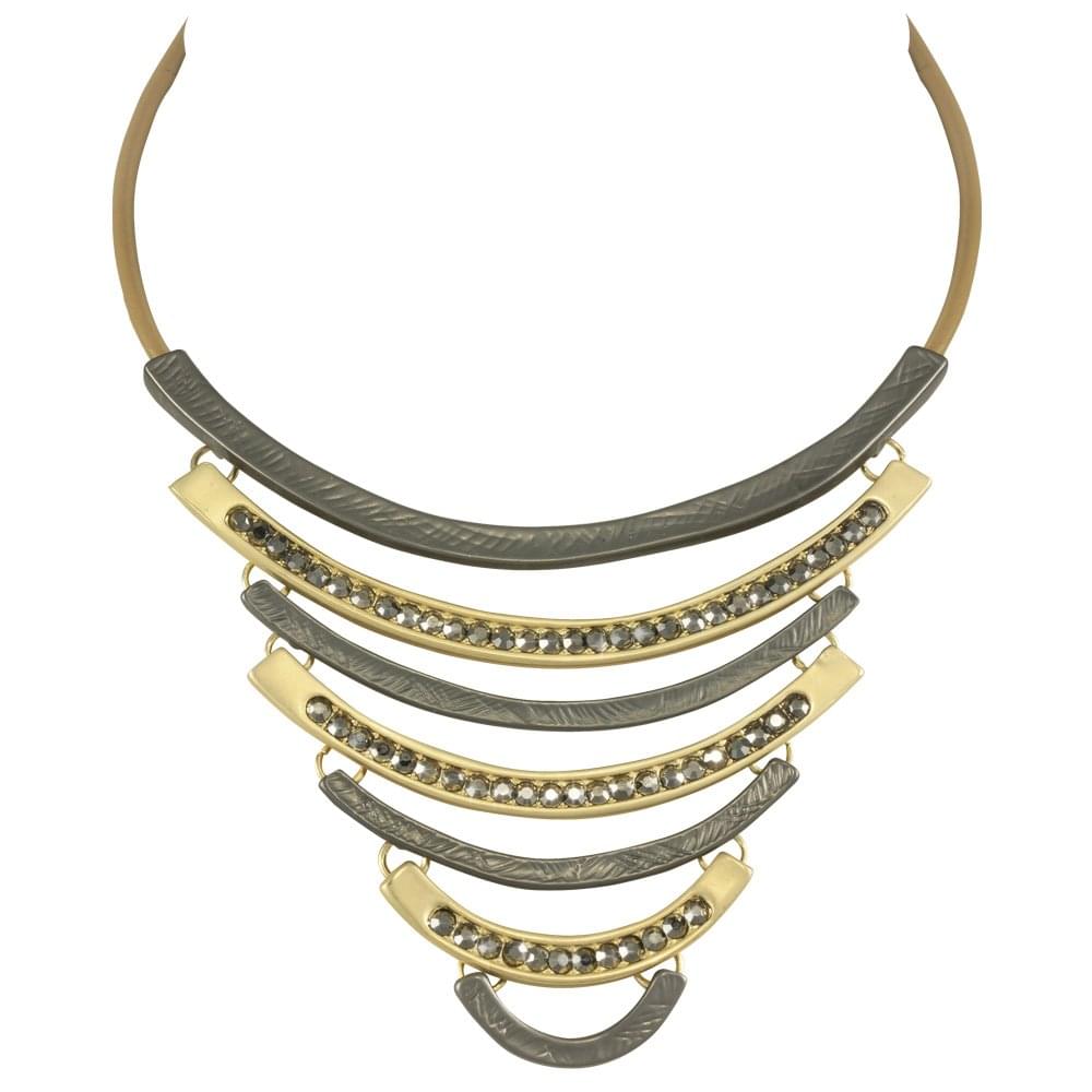 Impressions Smoky Crystal Matte Two Tone Statement Necklace