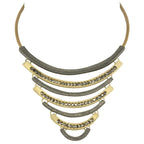 Impressions Smoky Crystal Matte Two Tone Statement Necklace