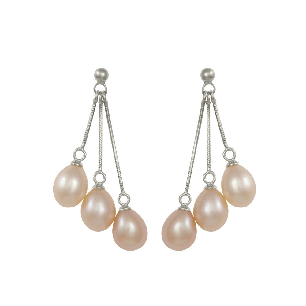 Medici Pink Freshwater Pearl Sterling Silver Drop Pierced Earrings
