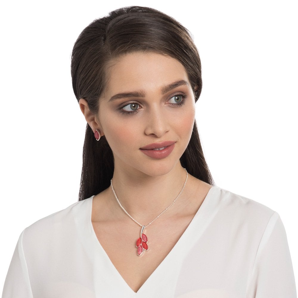 Nirvana Red Resin Silver Tone Stud Pierced Earrings