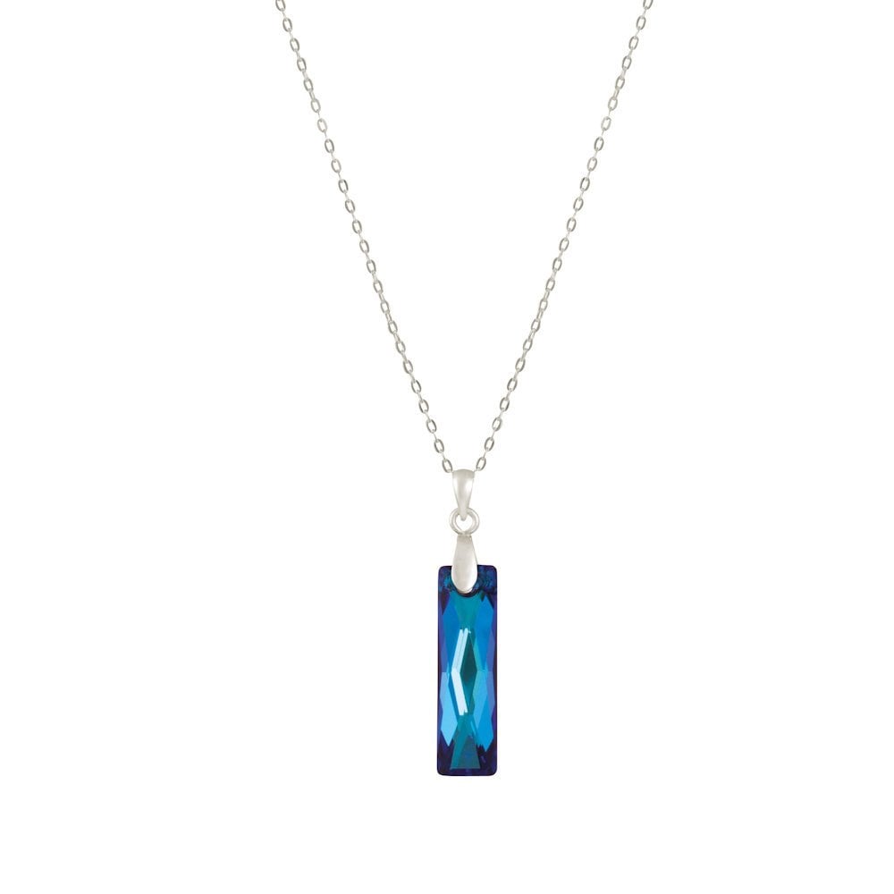 Lyra Bermuda Blue Baguette Austrian Crystal Sterling Silver Pendant