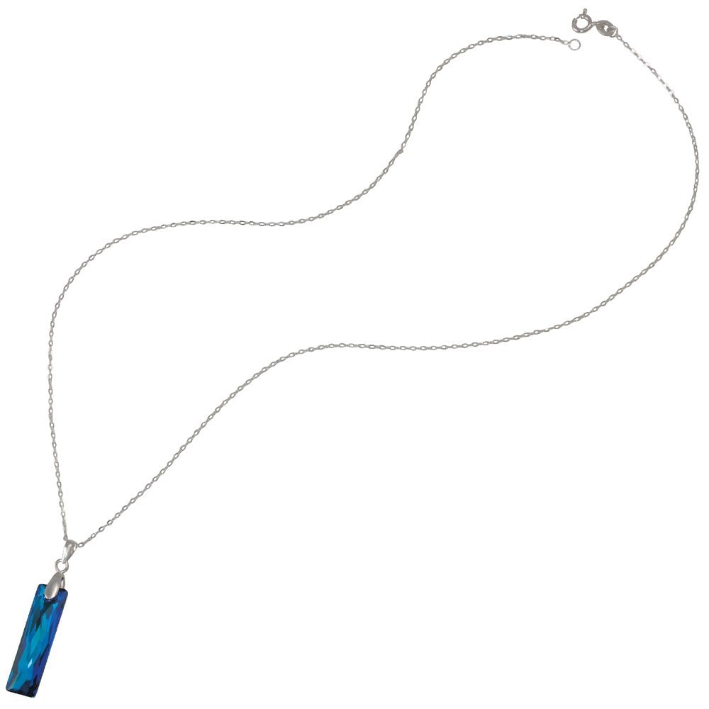 Lyra Bermuda Blue Baguette Austrian Crystal Sterling Silver Pendant