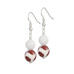 Portamento White Jade and Red Agate Beaded Drop Pierced Earrings