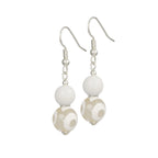 Portamento White Jade and Agate Beaded Drop Pierced Earrings