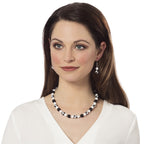 Portamento Black Agate White Jade Beaded Necklace