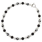 Portamento Black Agate White Jade Beaded Necklace