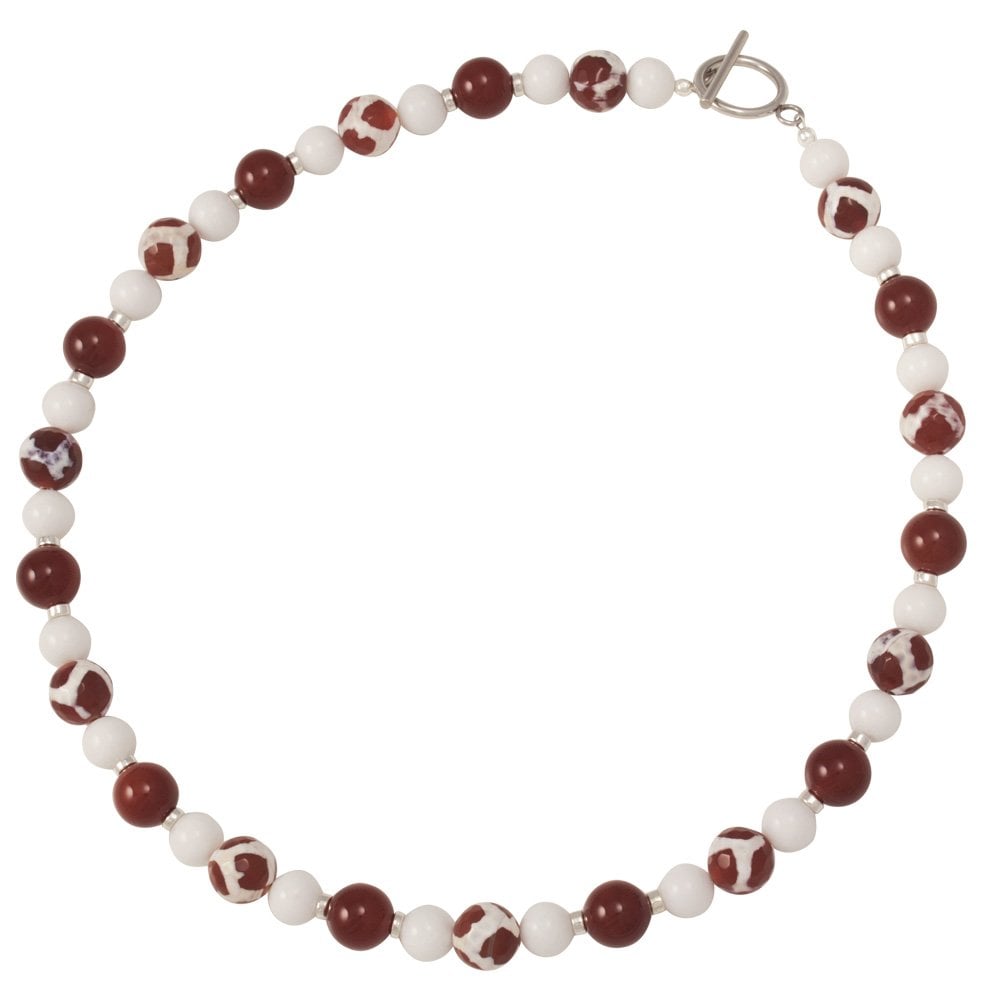 Portamento Carnelian White Jade Beaded Necklace