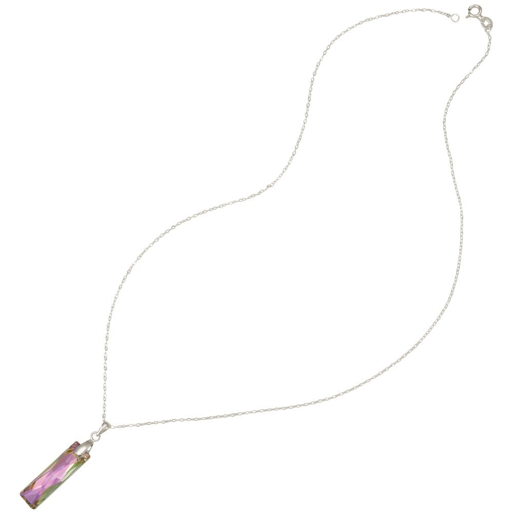 Lyra Pink Vitrail Baguette Austrian Crystal Sterling Silver Pendant