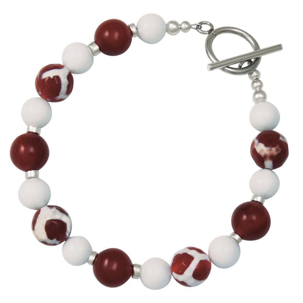 Portamento Carnelian White Jade Beaded Bracelet