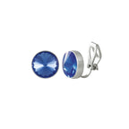 Treasure Sapphire Blue Crystal Silver Tone Stud Clip On Earrings