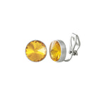Treasure Topaz Crystal Silver Tone Stud Clip On Earrings