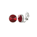 Treasure Light Siam Red Crystal Silver Tone Stud Clip On Earrings