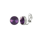 Treasure Purple Velvet Crystal Silver Tone Stud Clip On Earrings