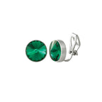 Treasure Emerald Green Crystal Silver Tone Stud Clip On Earrings