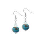 Harmony Sky Blue Ceramic and Crystal Drop Pierced Earrings