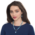 Harmony Sky Blue Ceramic and Crystal Drop Pierced Earrings
