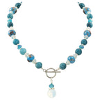 Harmony Sky Blue Jade and Crystal Ceramic Beaded Necklace