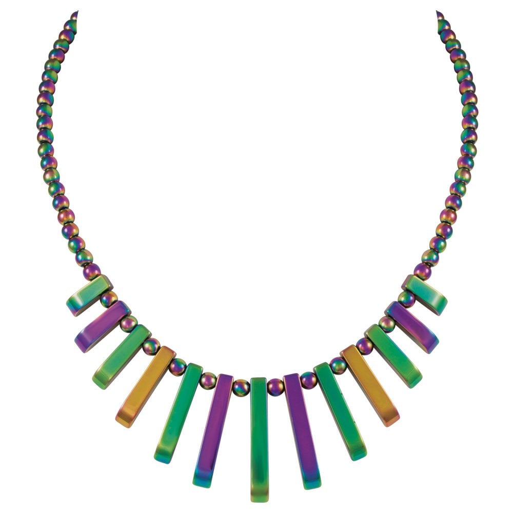 Chemistry Rainbow Hematite Fan Beaded Necklace