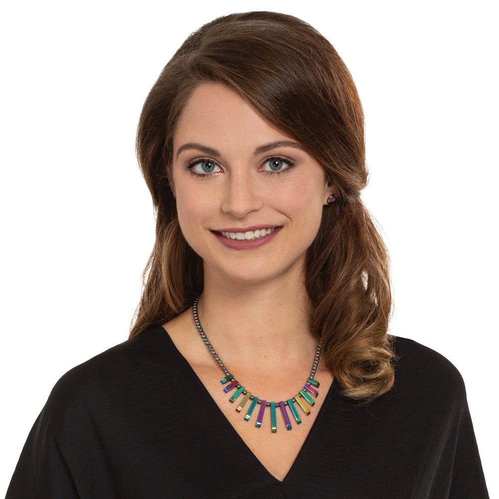 Chemistry Rainbow Hematite Fan Beaded Necklace