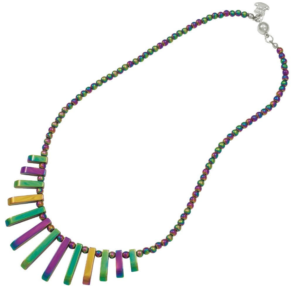 Chemistry Rainbow Hematite Fan Beaded Necklace
