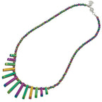 Chemistry Rainbow Hematite Fan Beaded Necklace