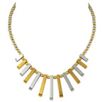 Chemistry Silver and Gold Hematite Fan Beaded Necklace