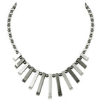 Chemistry Silver and Hematite Fan Beaded Necklace