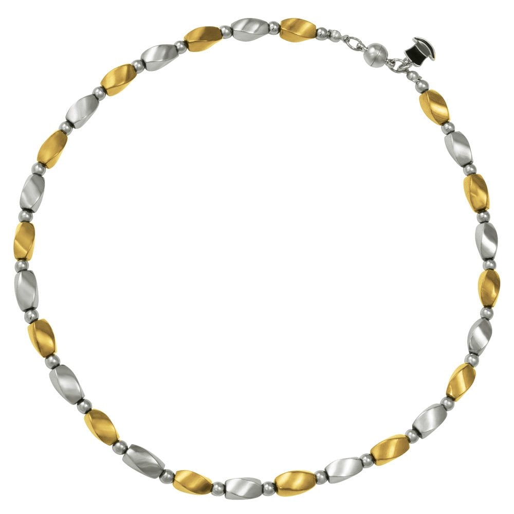 Visage Silver and Gold Hematite Beaded Necklace