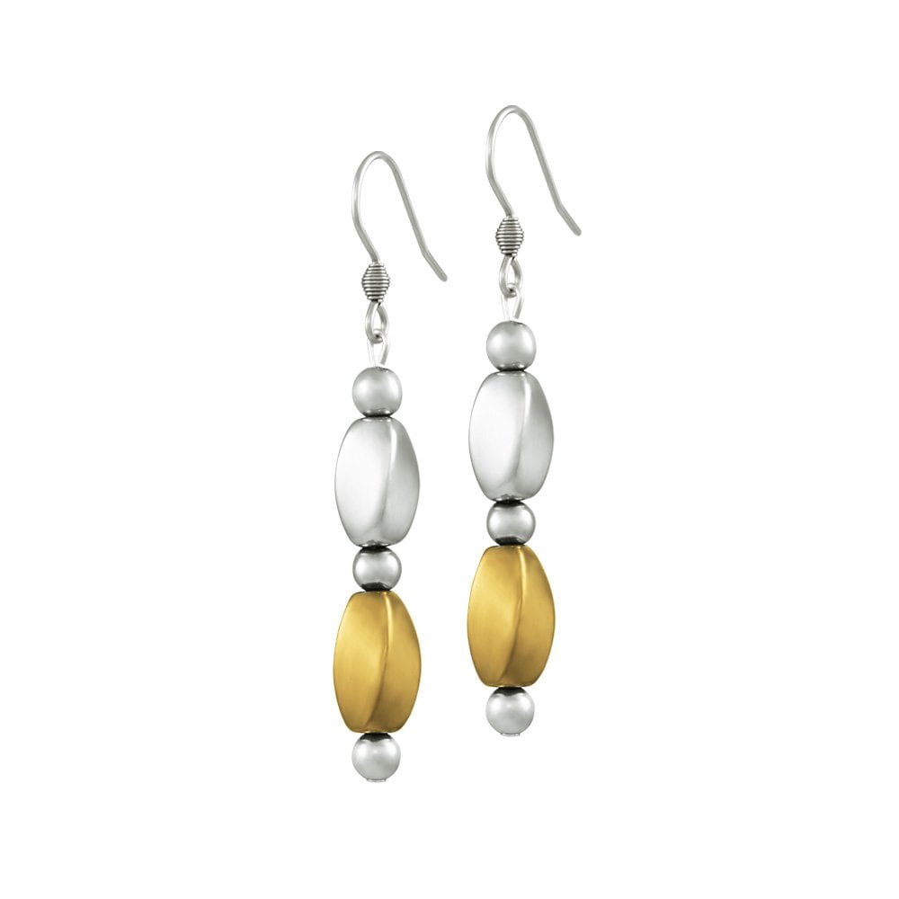 Visage Silver and Gold Hematite Drop Pierced Earrings