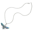 Bumblebee Paua Shell Silver Tone Pendant Necklace