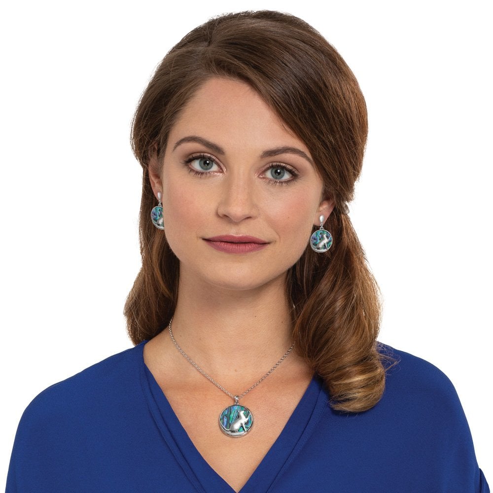 Paws Pussy Cat Paua Shell Silver Tone Drop Clip On Earrings