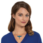 Blue Macaw Paua Shell and Resin Silver Tone Bird Pendant Necklace