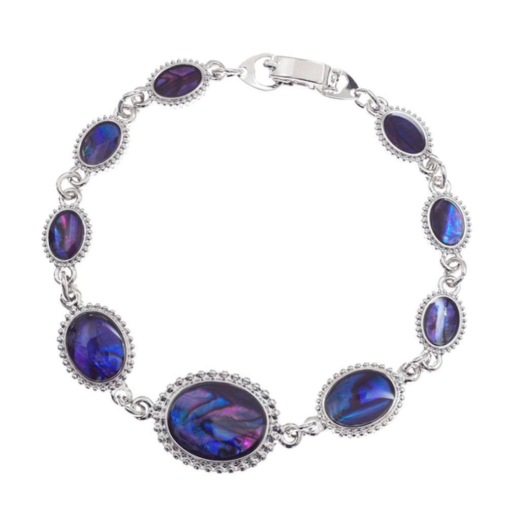 Tidal Purple Paua Shell Cabochon Silver Tone Bracelet – Eternal Collection